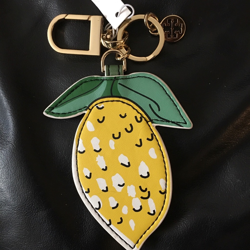 NWT ! Tory Burch Lemon Appliqué Key Fob/Bag Charm